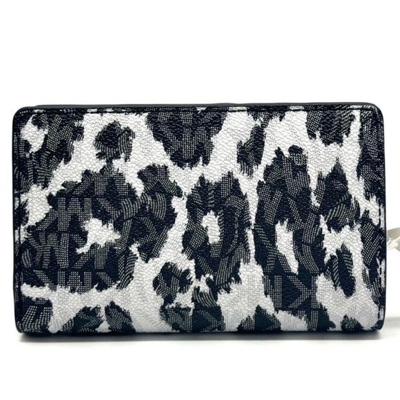 Michael Kors Medium Empire Leopard Logo Snap ZA Wallet Black Multi - Picture 5 of 10